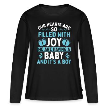 Gender Reveal Party Announcement Its a Boy PartyGe - Women's Premium Organic Long Sleeve Shirt - black - Front - Julia (174cm)