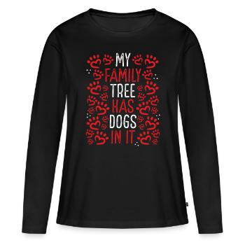 Dog Owner Family Tree has a Dog in it Funny - Frauen Premium Bio Langarmshirt - Schwarz - Vorne - Julia (174cm)