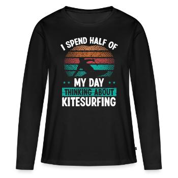Kitesurf Vintage Penser au Kitesurf - T-shirt manches longues Premium bio Femme - noir - Devant - Julia (174cm)