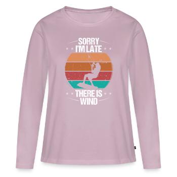 Kitesurfing Sorry Im late there Wind KiteboarderKi - Women's Premium Organic Long Sleeve Shirt - dusky pink - Front - Julia (174cm)