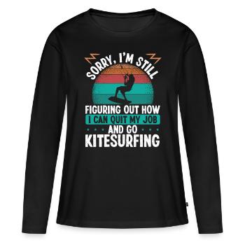 Kitesurf Quitter l’emploi Kite Kiteboard Kiteboard - T-shirt manches longues Premium bio Femme - noir - Devant - Julia (174cm)