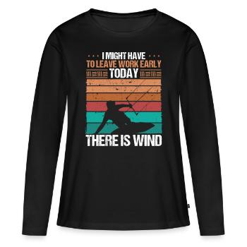 Kiteboarding There is Wind Kitesurfing Kitesurfer - Frauen Premium Bio Langarmshirt - Schwarz - Vorne - Julia (174cm)