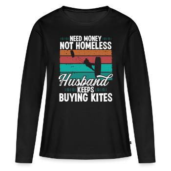 Kiteboarding Vintage Kitesurfing Retro Kitesurfer - Frauen Premium Bio Langarmshirt - Schwarz - Vorne - Julia (174cm)