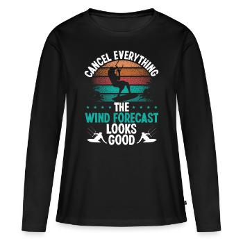 Kitesurf Vintage Wind Forecast Kitesurf - T-shirt manches longues Premium bio Femme - noir - Devant - Julia (174cm)