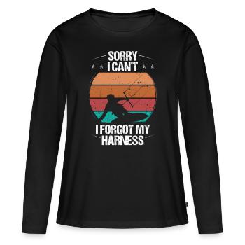 Kitesurf Vintage Oublié mon harnais Kiteboarder - T-shirt manches longues Premium bio Femme - noir - Devant - Julia (174cm)