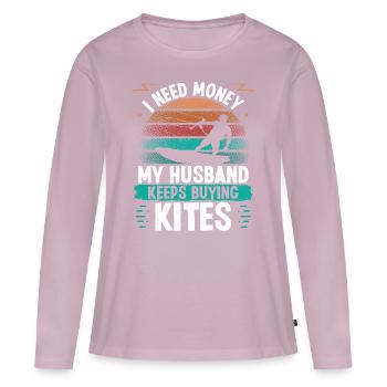 Kiteboard Vintage Mari achetant des cerfs-volants - T-shirt manches longues Premium bio Femme - rose poudré - Devant - Julia (174cm)