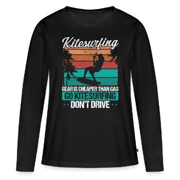 Kiteboarding Humor Kitesurfing Funny Kiteboarder - Frauen Premium Bio Langarmshirt - Schwarz - Vorne - Julia (174cm)