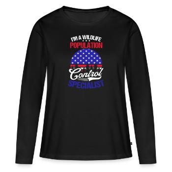 Chasse Au drapeau américain Contrôle de la population Spécial - T-shirt manches longues Premium bio Femme - noir - Devant - Julia (174cm)