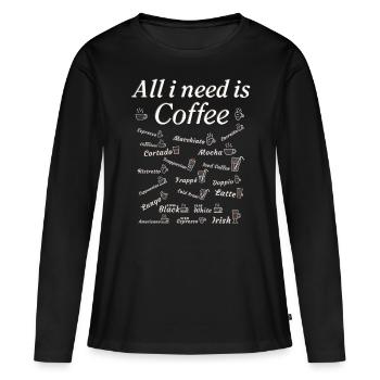 Kaffee Sammlung Kaffeetrinker Kaffeeliebhaber - Frauen Premium Bio Langarmshirt - Schwarz - Vorne - Julia (174cm)