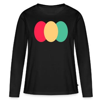 Trois Ovales - Rouge - Jaune - Vert - T-shirt manches longues Premium bio Femme - noir - Devant - Julia (174cm)