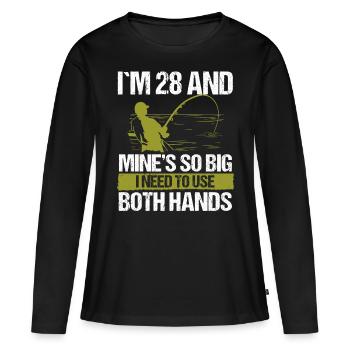 28 ans de pêche leurre pêcheur canne à pêche drôle 28 - T-shirt manches longues Premium bio Femme - noir - Devant - Julia (174cm)