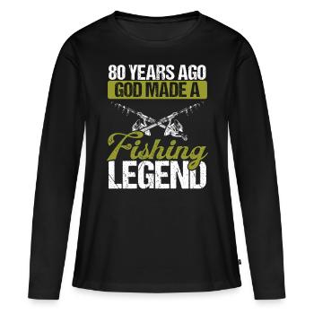 80 Year Old Fishing Legend Rod 80 Fisherman - Women's Premium Organic Long Sleeve Shirt - black - Front - Julia (174cm)