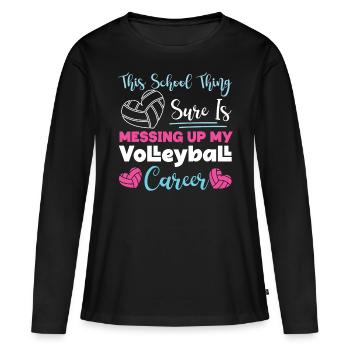 Équipe de volley-ball cette école - T-shirt manches longues Premium bio Femme - noir - Devant - Julia (174cm)