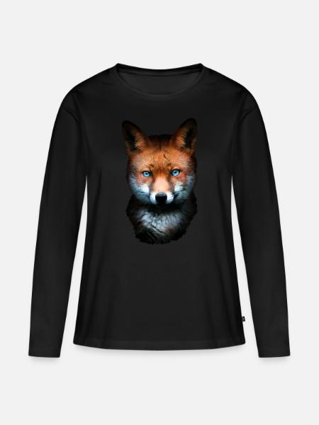 Fuchs Blaue Augen Tiermotiv Tierliebhaber - Premium økologisk langærmet T-shirt til kvinder - sort