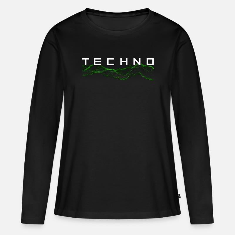 Techno - Frauen Premium Bio Langarmshirt - Schwarz