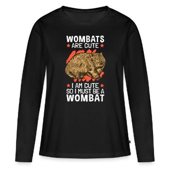Also bin ich ein Wombat Beuteltier - Frauen Premium Bio Langarmshirt - Schwarz - Vorne - Julia (174cm)