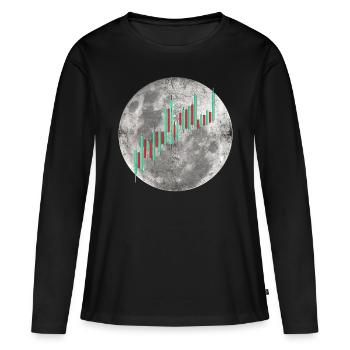Crypto Trading Stock Chart Cot to the Moon - T-shirt manches longues Premium bio Femme - noir - Devant - Julia (174cm)