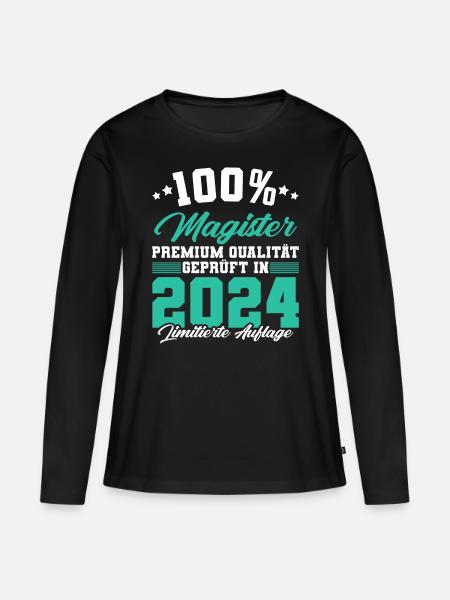 Magister 2024 Spruch Magisterabschluss - Frauen Premium Bio Langarmshirt - Schwarz
