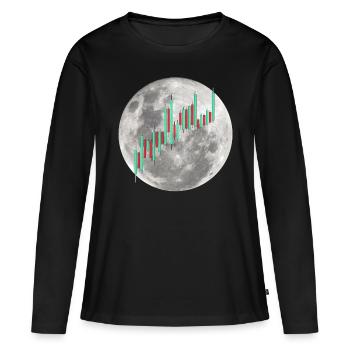 Crypto Trading Stock Chart Cot to the Moon - T-shirt manches longues Premium bio Femme - noir - Devant - Julia (174cm)