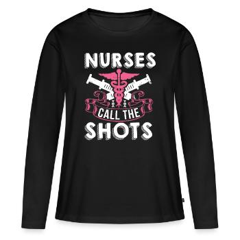 Krankenschwester zu den Spritzen - Frauen Premium Bio Langarmshirt - Schwarz - Vorne - Julia (174cm)