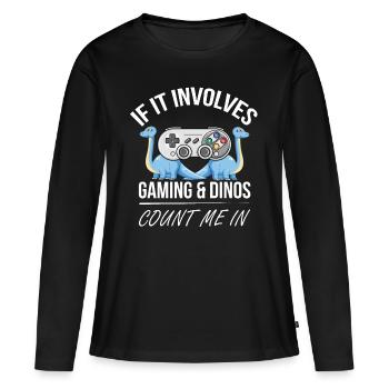 Jeux de console de dinosaure - T-shirt manches longues Premium bio Femme - noir - Devant - Julia (174cm)