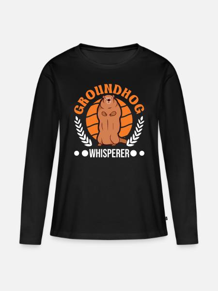 Murmeltier Flüsterer Groundhog Whisperer - Frauen Premium Bio Langarmshirt - Schwarz