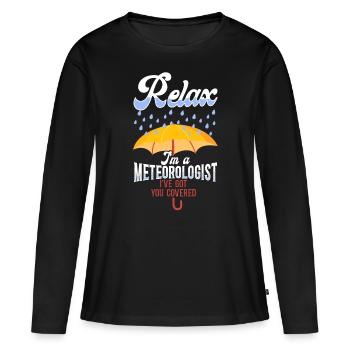 Météorologue Prévisions météorologiques - T-shirt manches longues Premium bio Femme - noir - Devant - Julia (174cm)