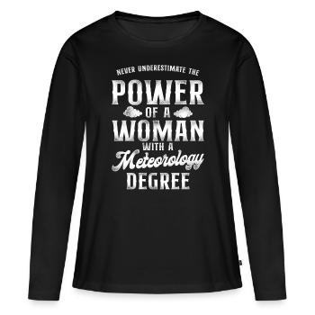 Météorologue Prévisions météorologiques - T-shirt manches longues Premium bio Femme - noir - Devant - Julia (174cm)