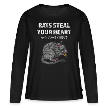 Rats Rats Propriétaire de rats Amoureux des rats - T-shirt manches longues Premium bio Femme - noir - Devant - Julia (174cm)