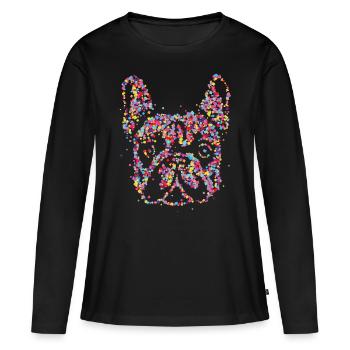 Français Bulldog Frechie Chien Maman - T-shirt manches longues Premium bio Femme - noir - Devant - Julia (174cm)