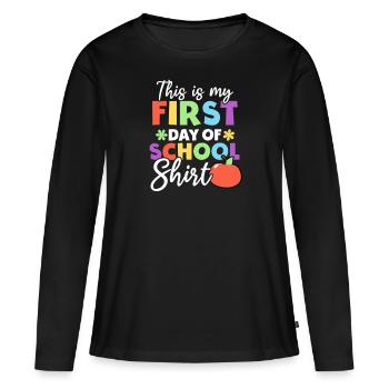 Tenue du premier jour d’école du premier jour d’école - T-shirt manches longues Premium bio Femme - noir - Devant - Julia (174cm)
