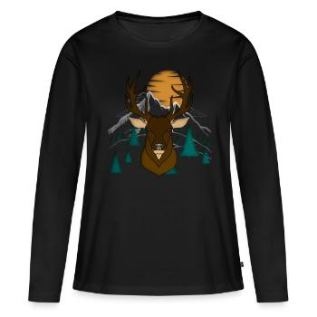Red deer antlers with deer antlers - Women's Premium Organic Long Sleeve Shirt - black - Front - Julia (174cm)