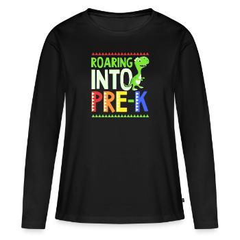 Le premier jour d’école rugit dans la prématernelle - T-shirt manches longues Premium bio Femme - noir - Devant - Julia (174cm)