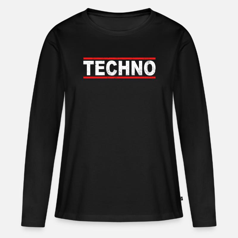 Techno - Frauen Premium Bio Langarmshirt - Schwarz