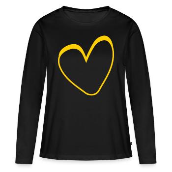 Gelbes Herz Simpel Design - Frauen Premium Bio Langarmshirt - Schwarz - Vorne - Julia (174cm)