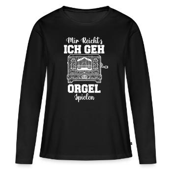 Joue de l’orgue Joueurs d’orgue Organ go - T-shirt manches longues Premium bio Femme - noir - Devant - Julia (174cm)