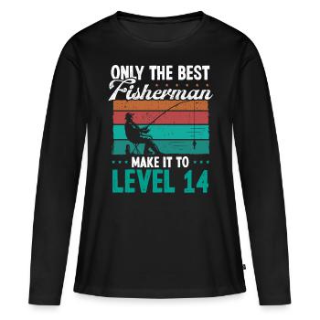 14 Fishing Level 14 Year Old Angler Fisherman - Women's Premium Organic Long Sleeve Shirt - black - Front - Julia (174cm)
