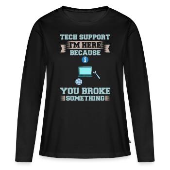 Support technique Assistance technique informatique Helpdesk - T-shirt manches longues Premium bio Femme - noir - Devant - Julia (174cm)