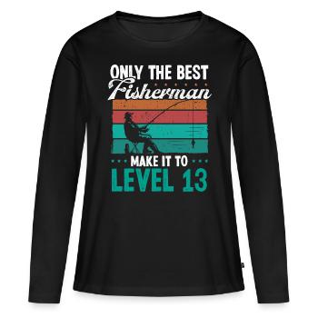 13 Fishing Level 13 Year Old Angler Fisherman - Women's Premium Organic Long Sleeve Shirt - black - Front - Julia (174cm)