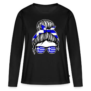 Grèce grecque Grèce - T-shirt manches longues Premium bio Femme - noir - Devant - Julia (174cm)