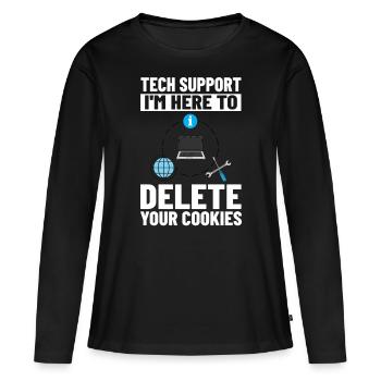 Support technique Assistance technique informatique Helpdesk - T-shirt manches longues Premium bio Femme - noir - Devant - Julia (174cm)
