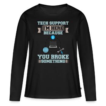 Support technique Assistance technique informatique Helpdesk - T-shirt manches longues Premium bio Femme - noir - Devant - Julia (174cm)