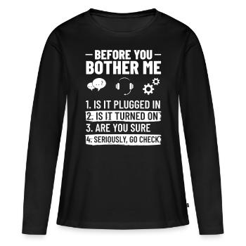 Support technique Assistance technique informatique Helpdesk - T-shirt manches longues Premium bio Femme - noir - Devant - Julia (174cm)