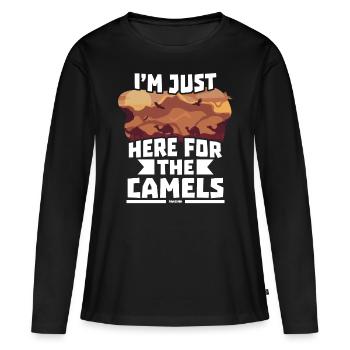 Je suis juste ici pour les chameaux - T-shirt manches longues Premium bio Femme - noir - Devant - Julia (174cm)