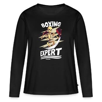 Expert en boxe - T-shirt manches longues Premium bio Femme - noir - Devant - Julia (174cm)