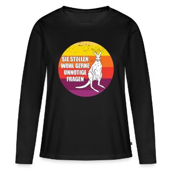 Känguru Retro Beuteltiere Australien - Frauen Premium Bio Langarmshirt - Schwarz - Vorne - Julia (174cm)