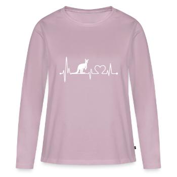 Känguru Herzschlag Australien Retro Fauna - Frauen Premium Bio Langarmshirt - Altrosa - Vorne - Julia (174cm)