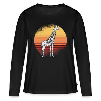 Girafe Retro Africa Savannah - T-shirt manches longues Premium bio Femme - noir - Devant - Julia (174cm)