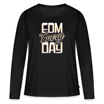EDM Rave Techno EDM Tous les jours - T-shirt manches longues Premium bio Femme - noir - Devant - Julia (174cm)