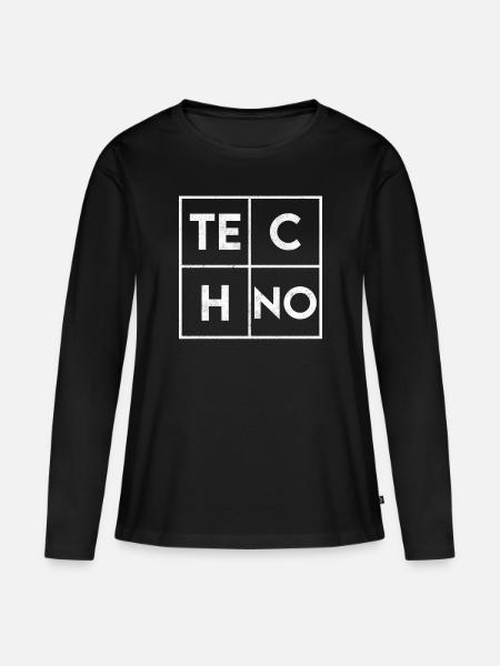 Techno - Frauen Premium Bio Langarmshirt - Schwarz